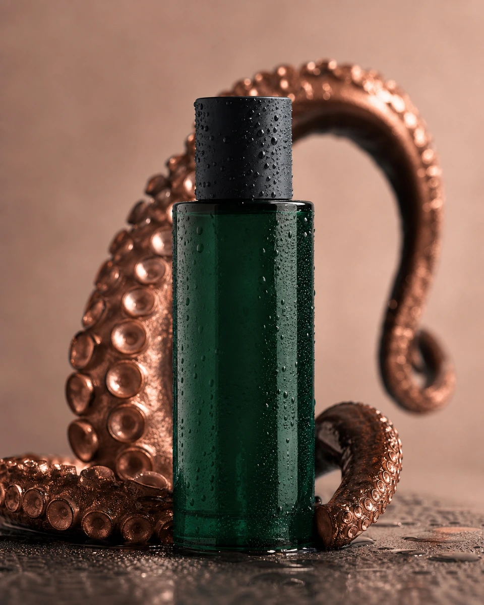 Surreal copper curl product photography reference