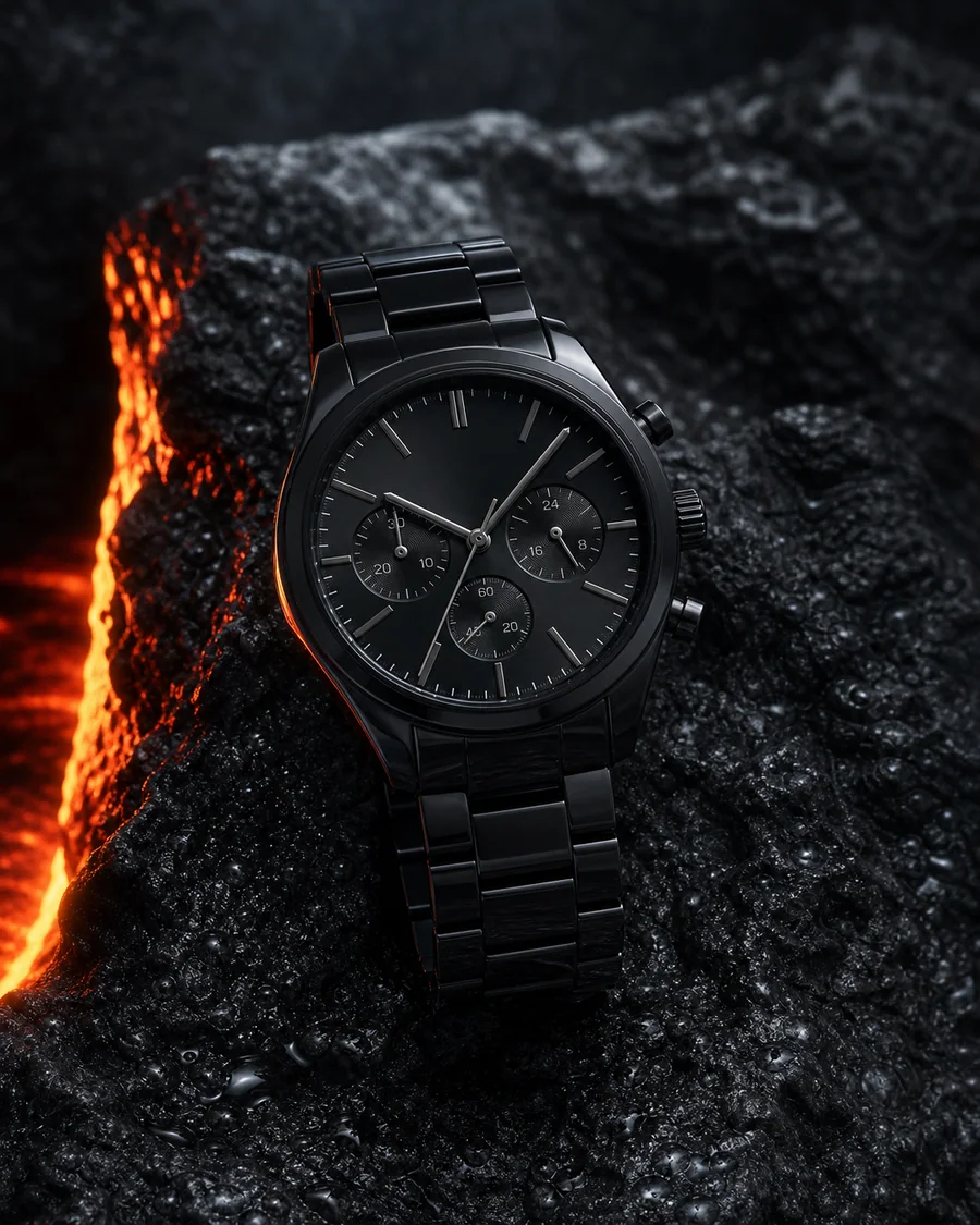 Volcanic black product photography reference