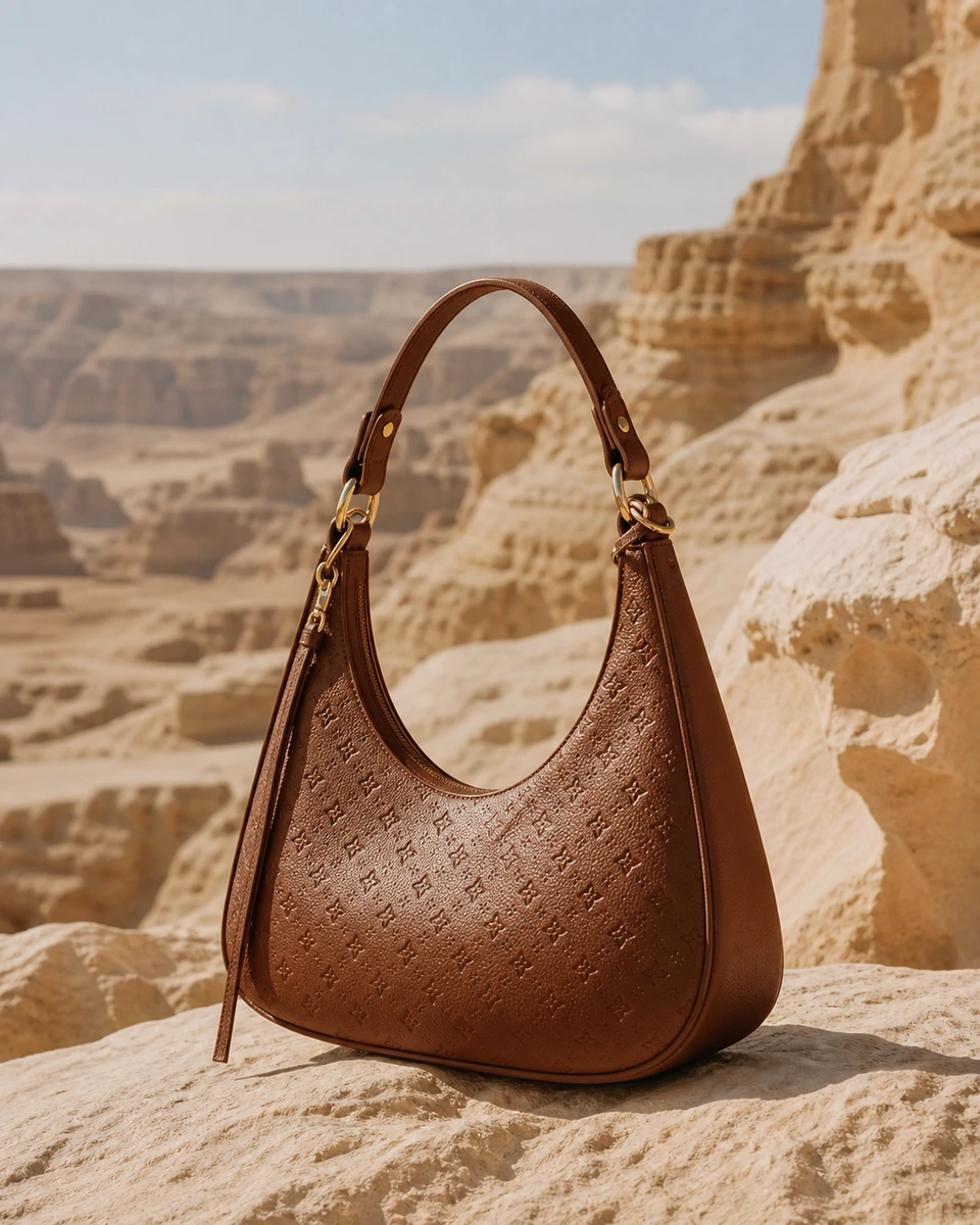 Desert leather product photography reference