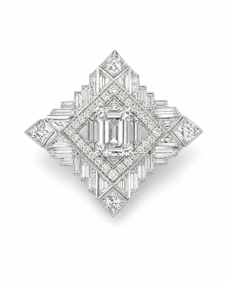 White brooch product photography reference
