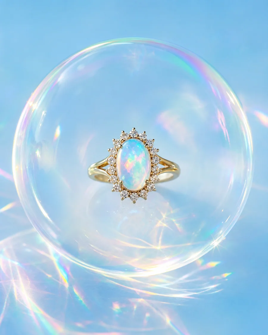 Opal bubble product photography reference