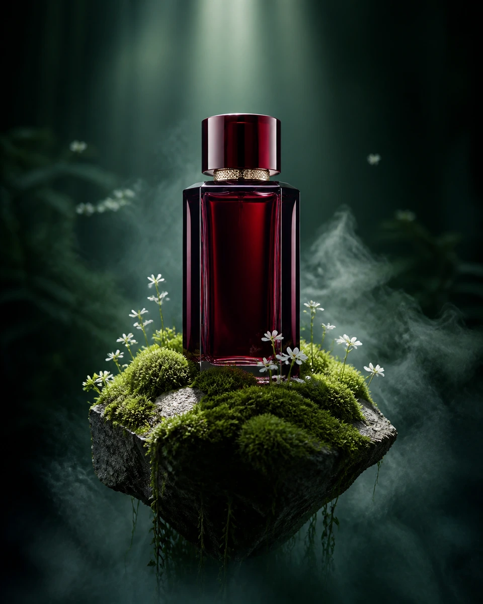 Floating moss product photography reference
