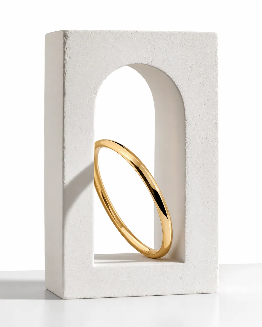 White plaster arch product photography reference