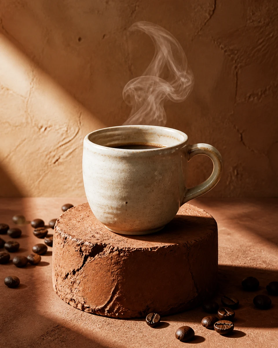 Clay coffee ritual product photography reference