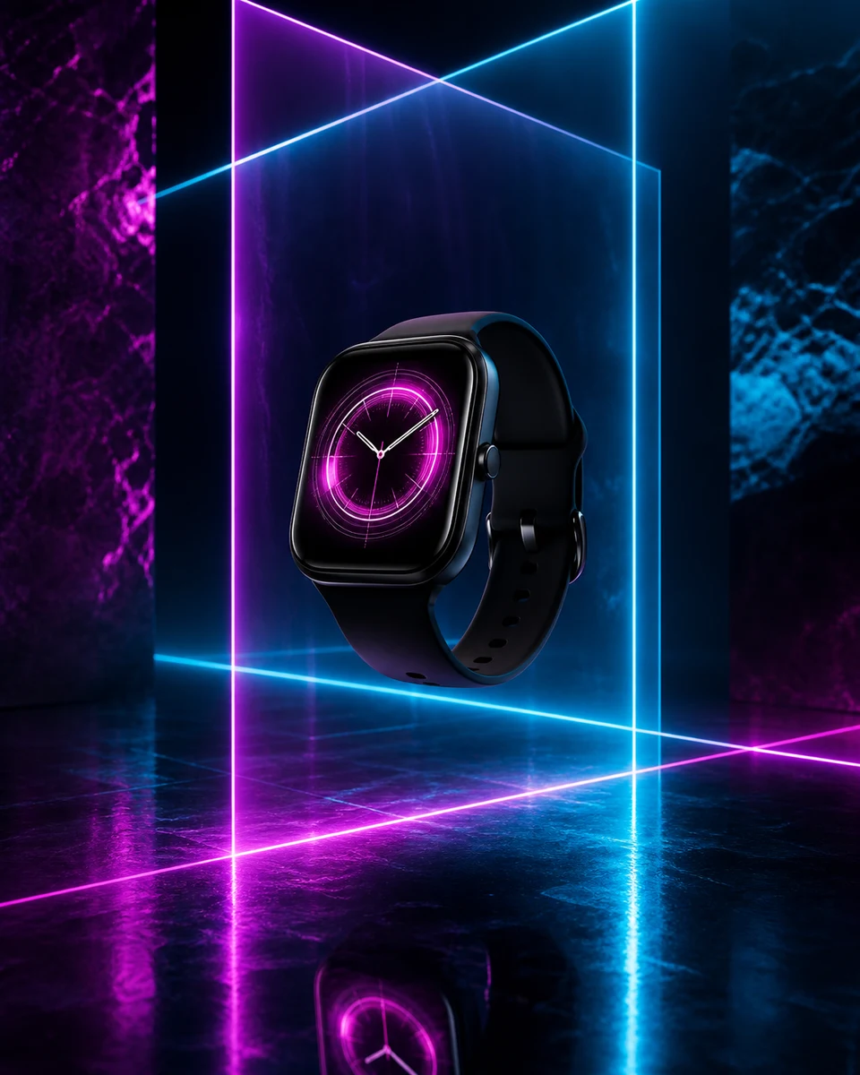Neon pulse product photography reference