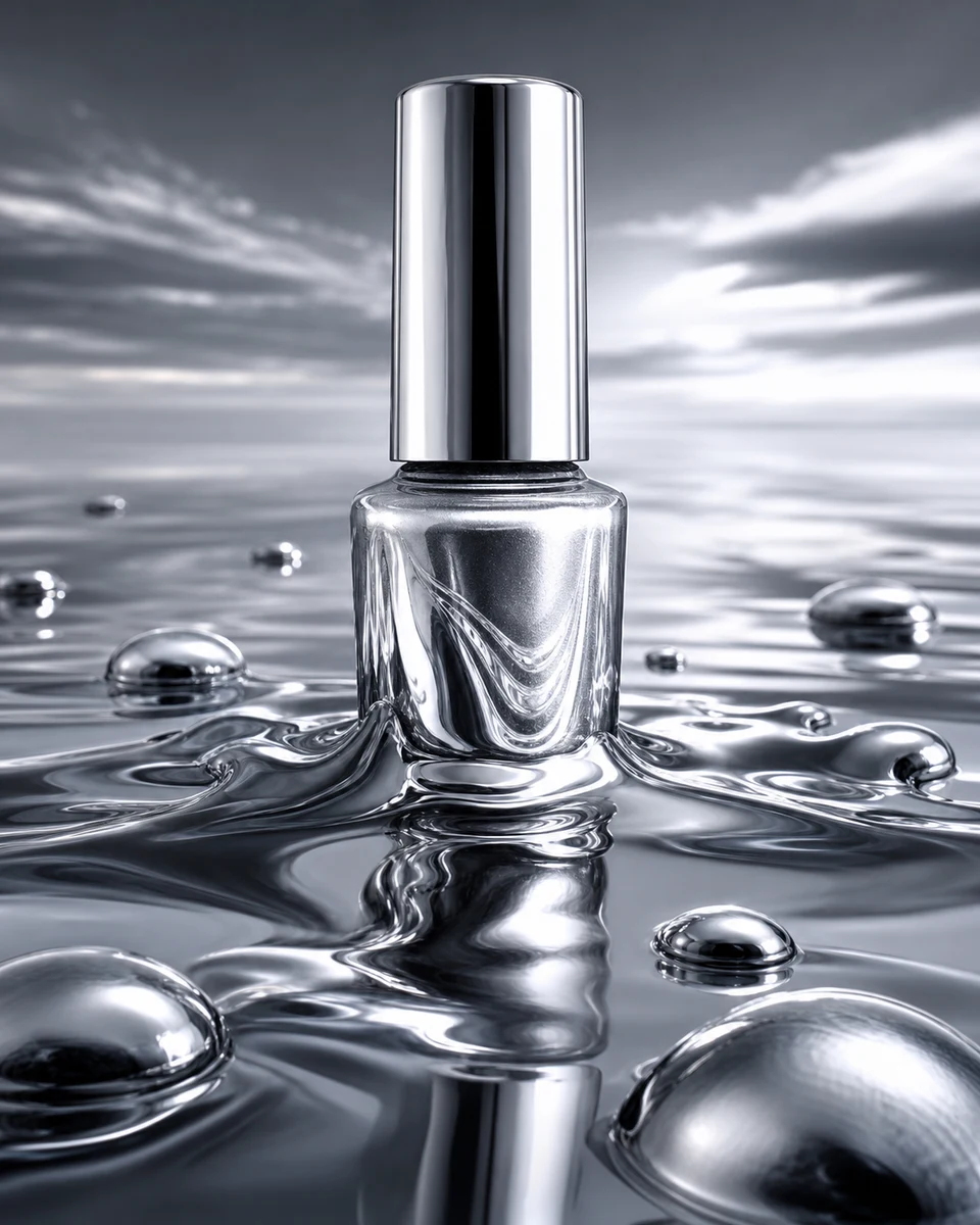 Liquid chrome product photography reference
