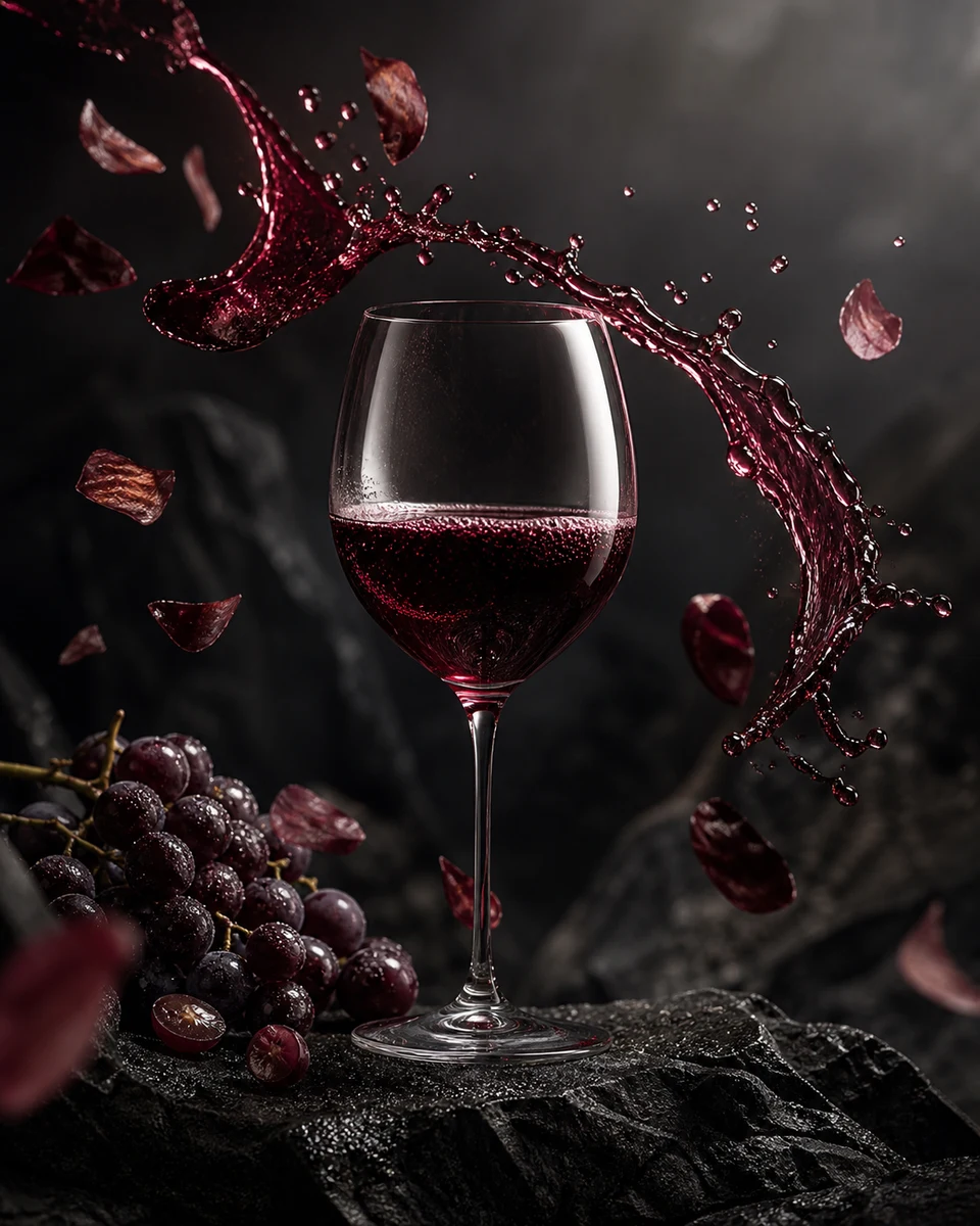 Plum splash product photography reference