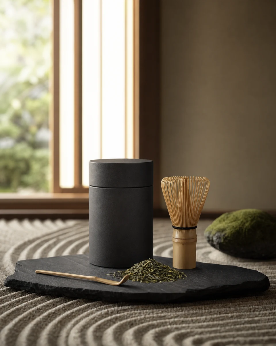 Zen tea product photography reference