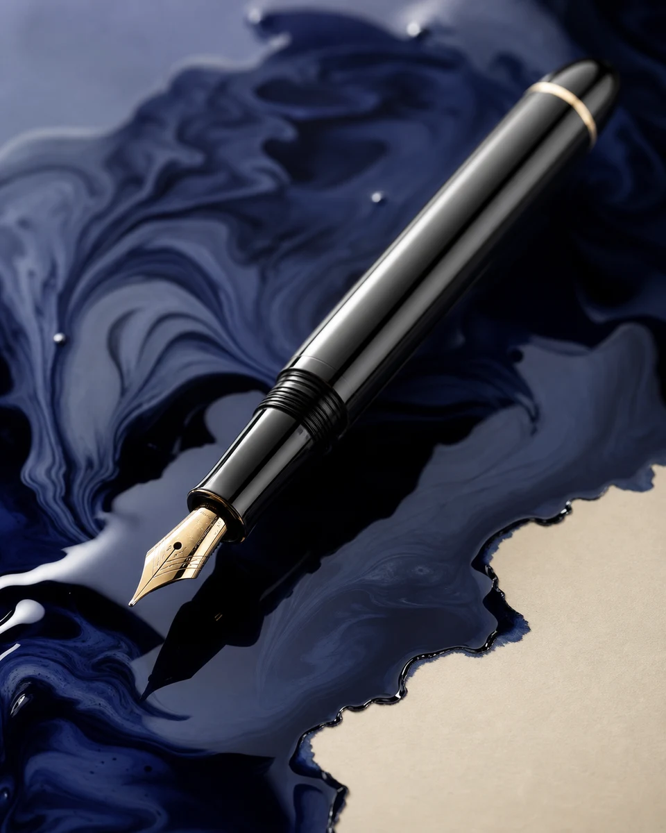 Indigo script product photography reference