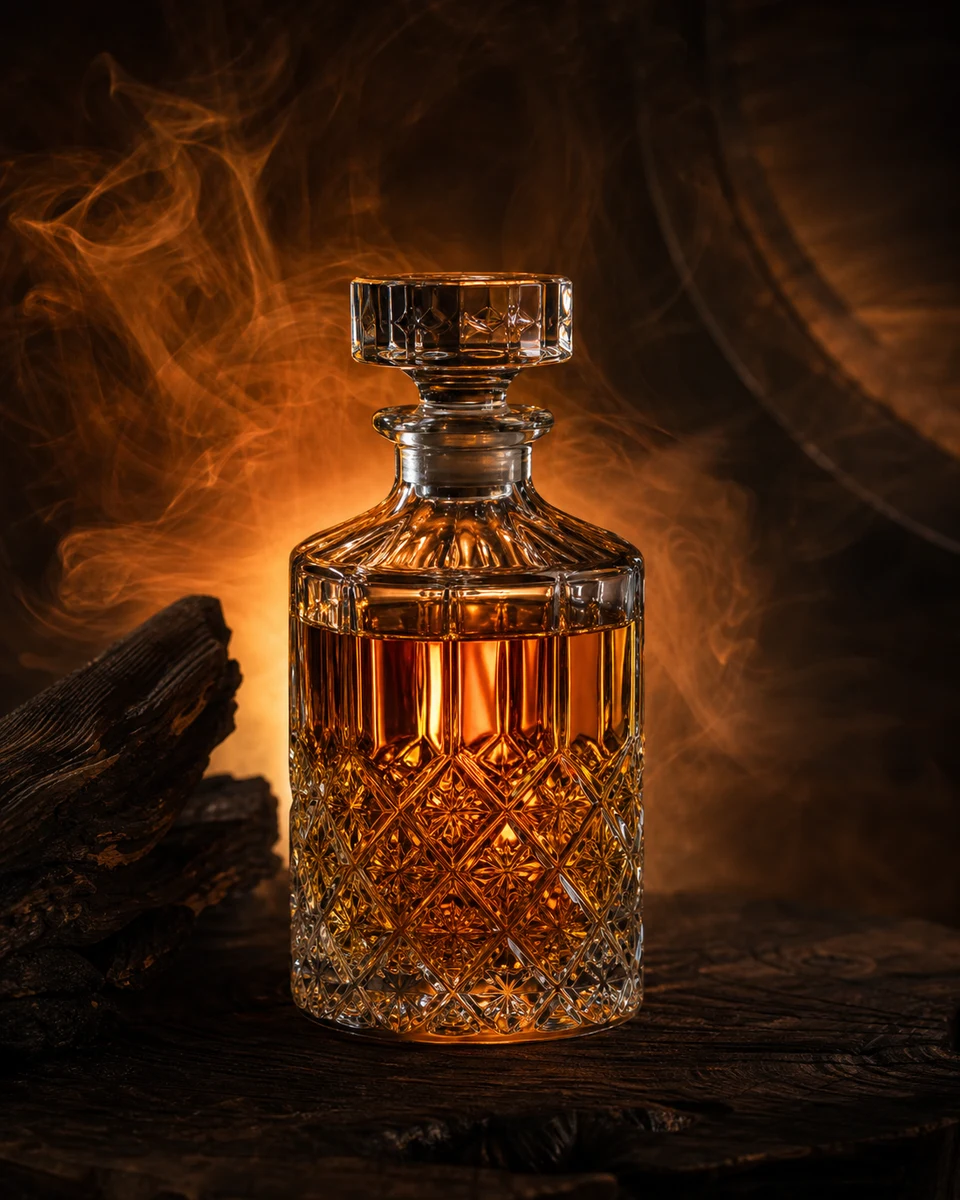 Smoked amber product photography reference