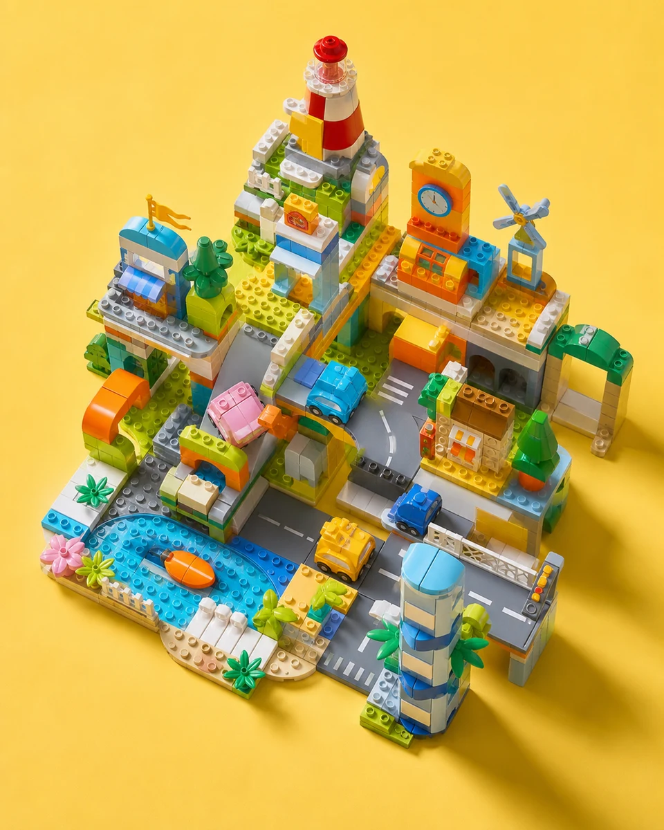 Playful city product photography reference