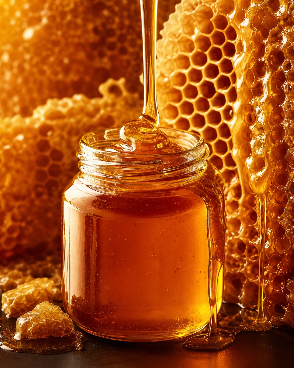 Amber honeycomb product photography reference