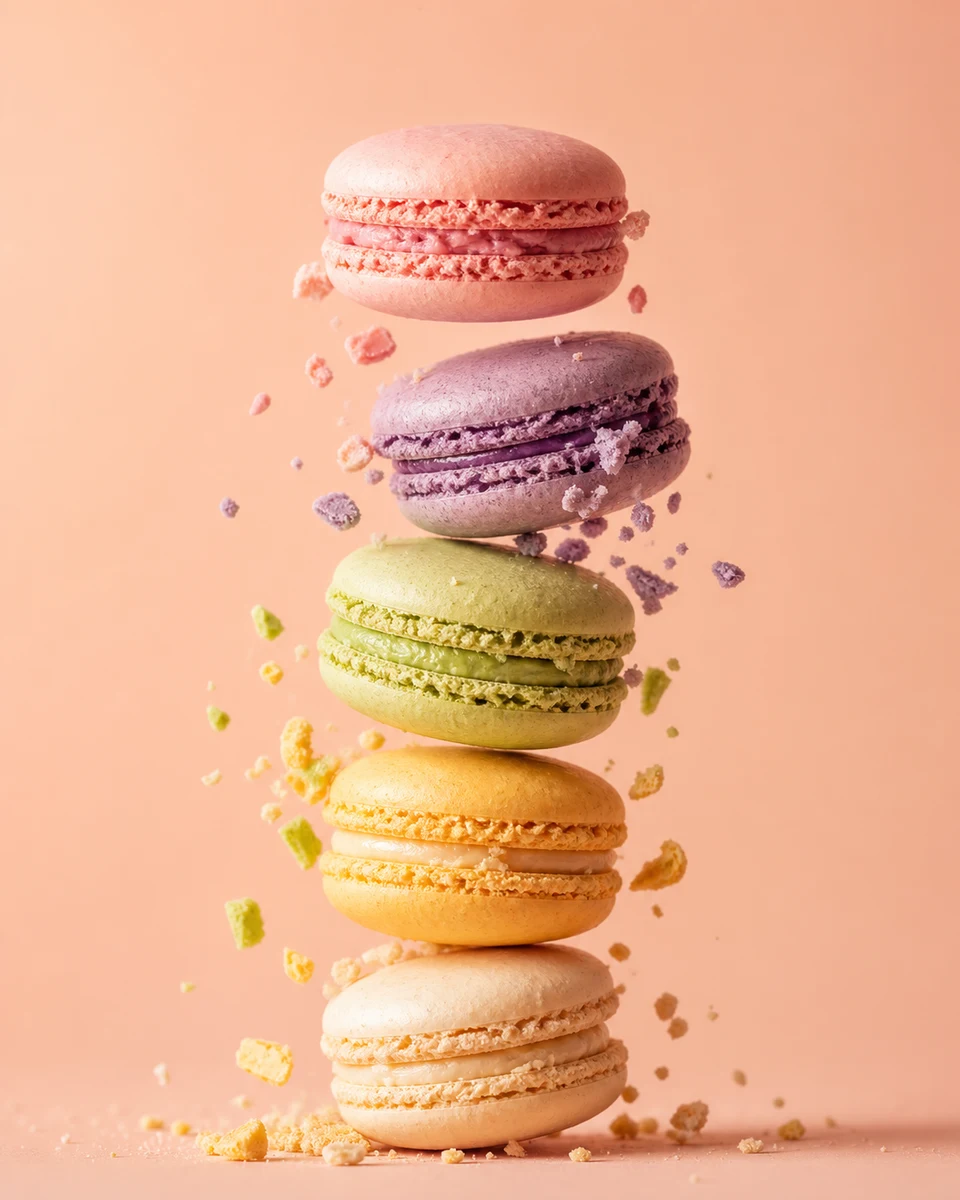 Pastel levitation product photography reference